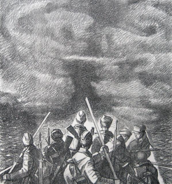 Бруни И.Л. Переправа. Из серии «Памяти Твардовского».1975 Бруни И.Л. Переправа. Из серии «Памяти Твардовского».1975